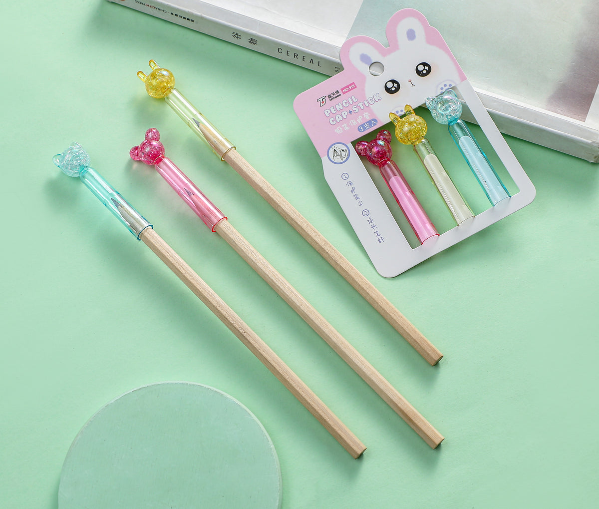 TB-915 | Glitter Animal Head Pencil Caps – 3-Piece Pack