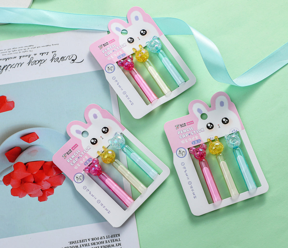 TB-915 | Glitter Animal Head Pencil Caps – 3-Piece Pack
