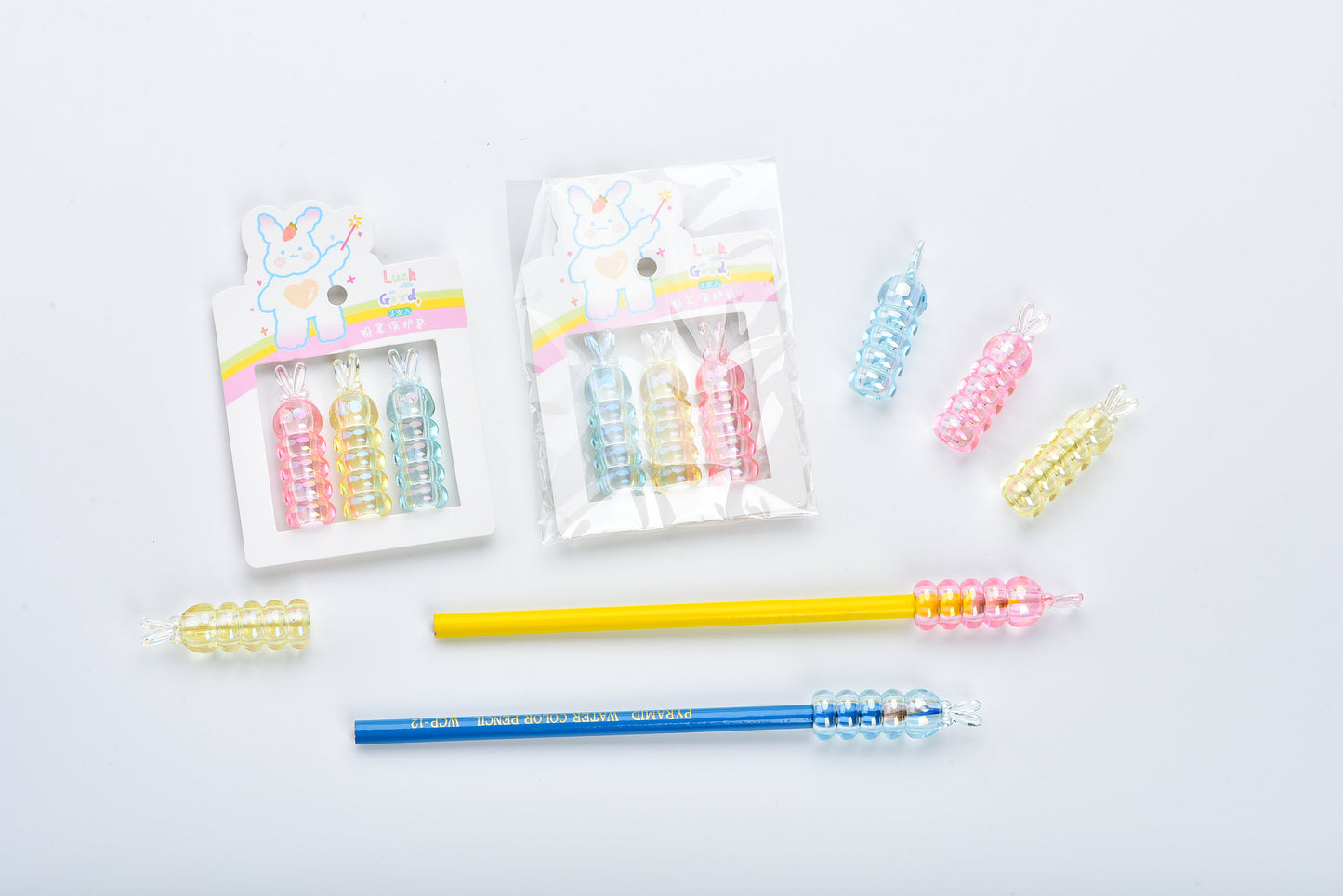 Crystal Bunny Pencil Caps – 3-Piece Pack | TB-916