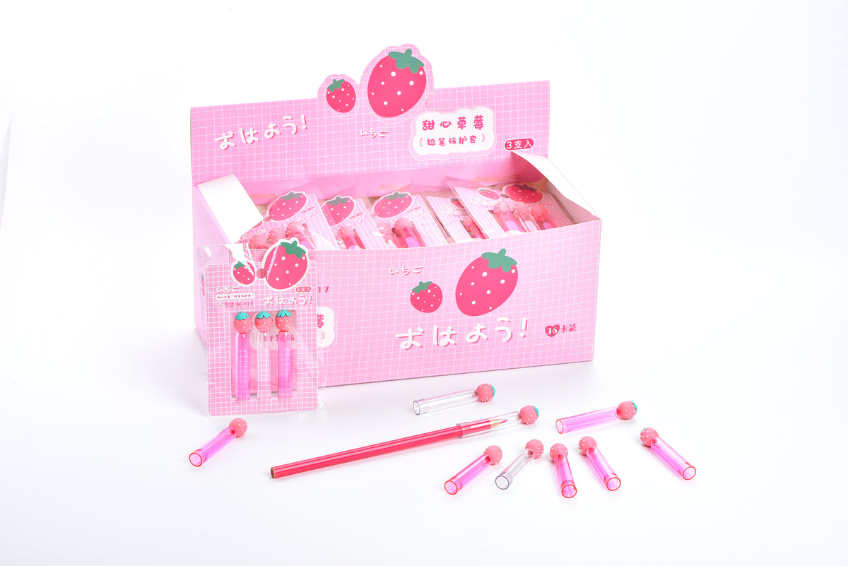 Sweet Strawberry Pencil Caps – 3-Piece Pack | TB-917