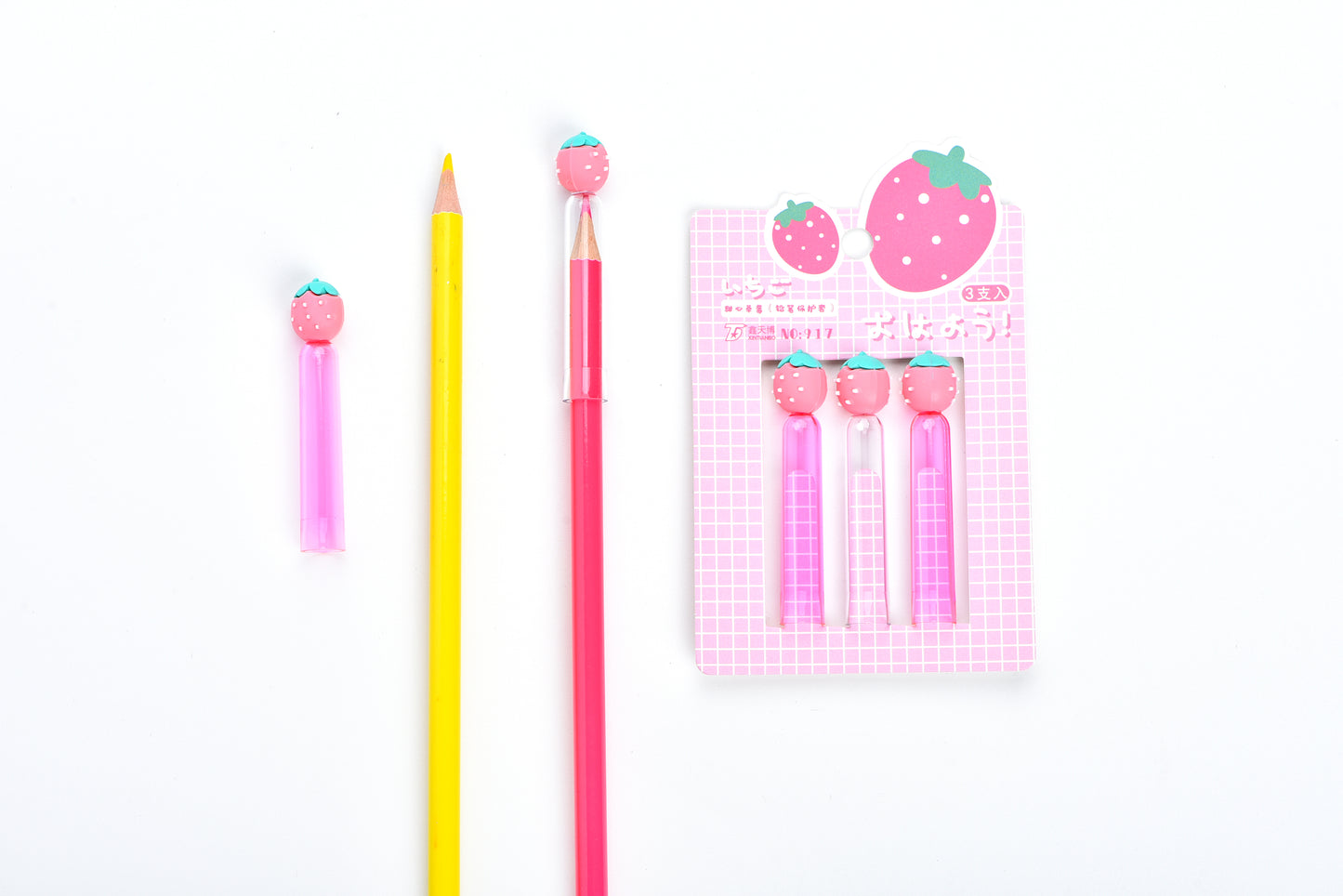 Sweet Strawberry Pencil Caps – 3-Piece Pack | TB-917