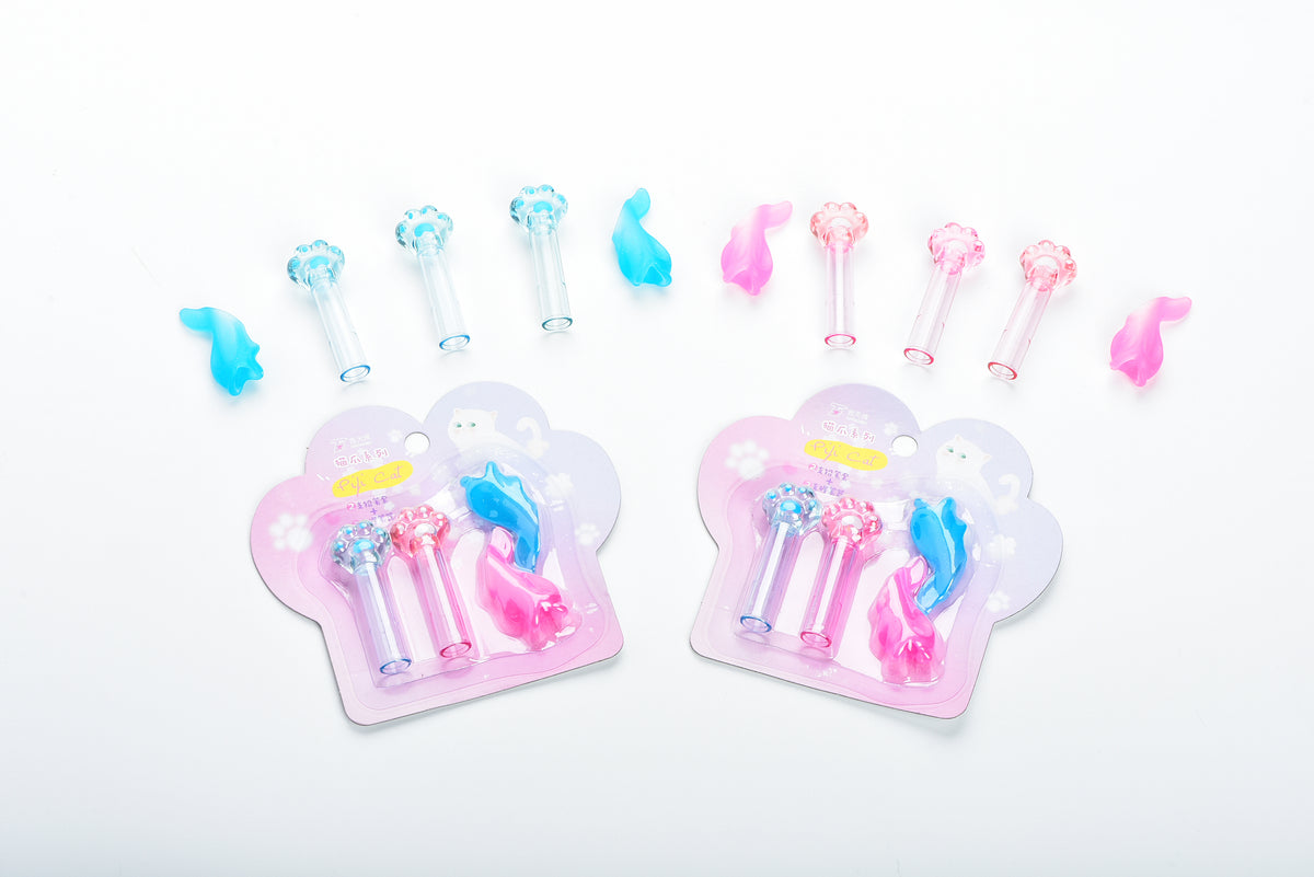 Transparent Cat Paw & Tail Pencil Caps – 2-Piece Pack | TB-919