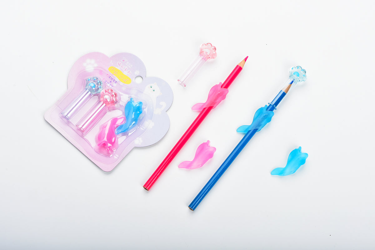 Transparent Cat Paw & Tail Pencil Caps – 2-Piece Pack | TB-919