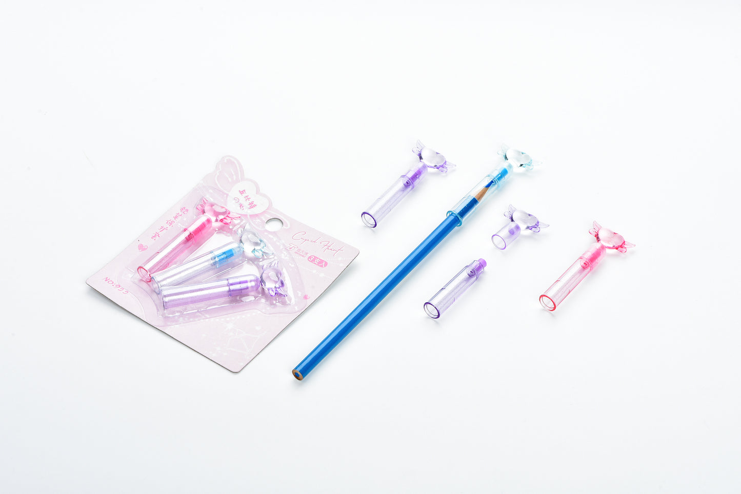 TB-922 Cupid Winged Heart Pencil Caps – 3-Piece Pack