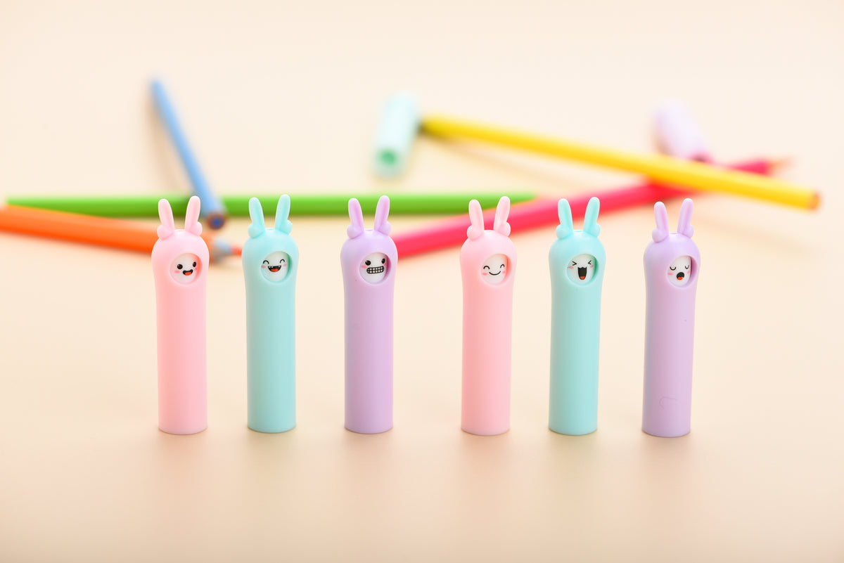 TB-938 Rotating Bunny Expression Pencil Caps – 3-Piece Pack